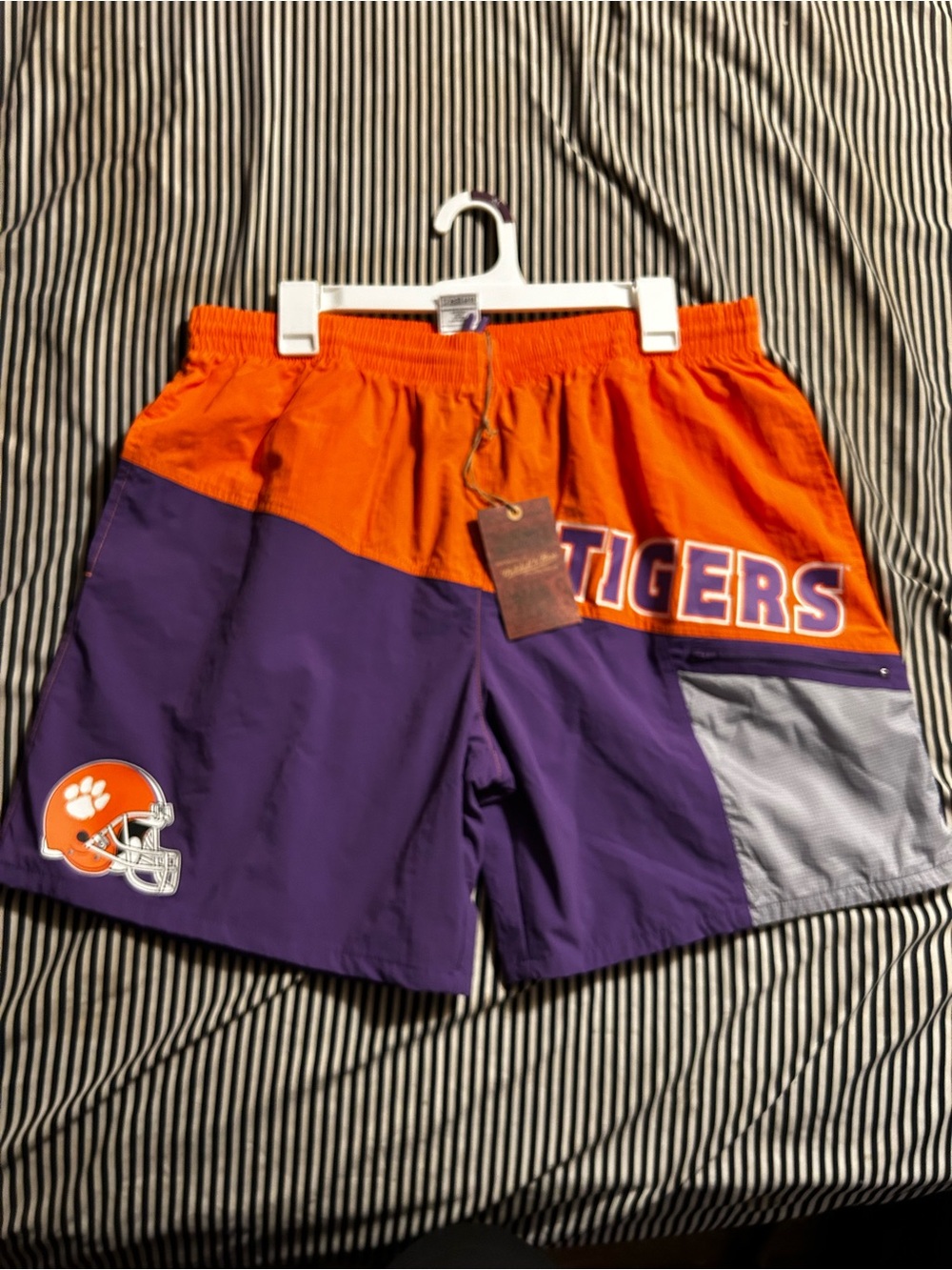 Men's Athletic Shorts in Orange & Purple - Tigers Graphic